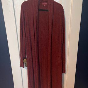 Garnet Red Barefoot Dreams CozyChic Lite Long Cardigan | Size 2X